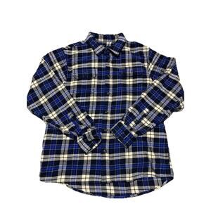 Orvis Shirt Men Large Blue Flannel Shacket Plaid Outdoors Nature Chore Pockets